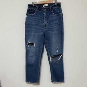 Abercrombie & Fitch Curve Love Ultra High Rise Ankle Straight Jean